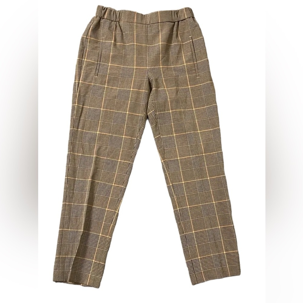 Aritzia Wilfred darontal plaid tan black pants size 10
